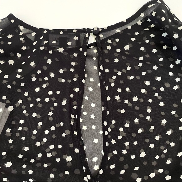 NWT Theory Marah Starry Print Silk Dress Long Sleeve Drop Waist Black Ivory 10 - Picture 11 of 16